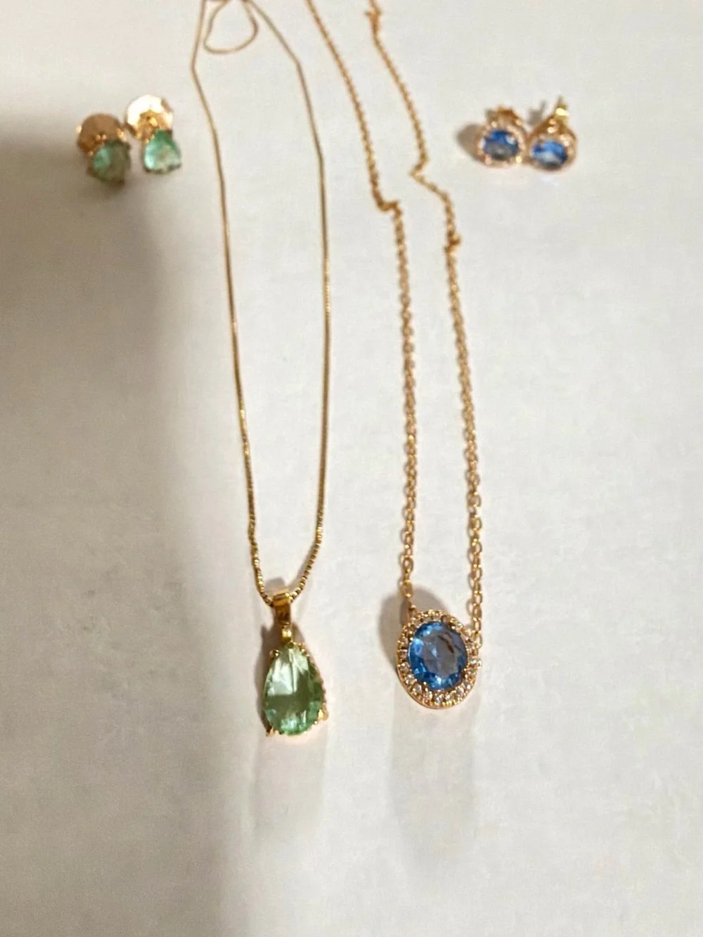 18K Gold Plated Jewelry Set – Light Green & Light Blue Collection